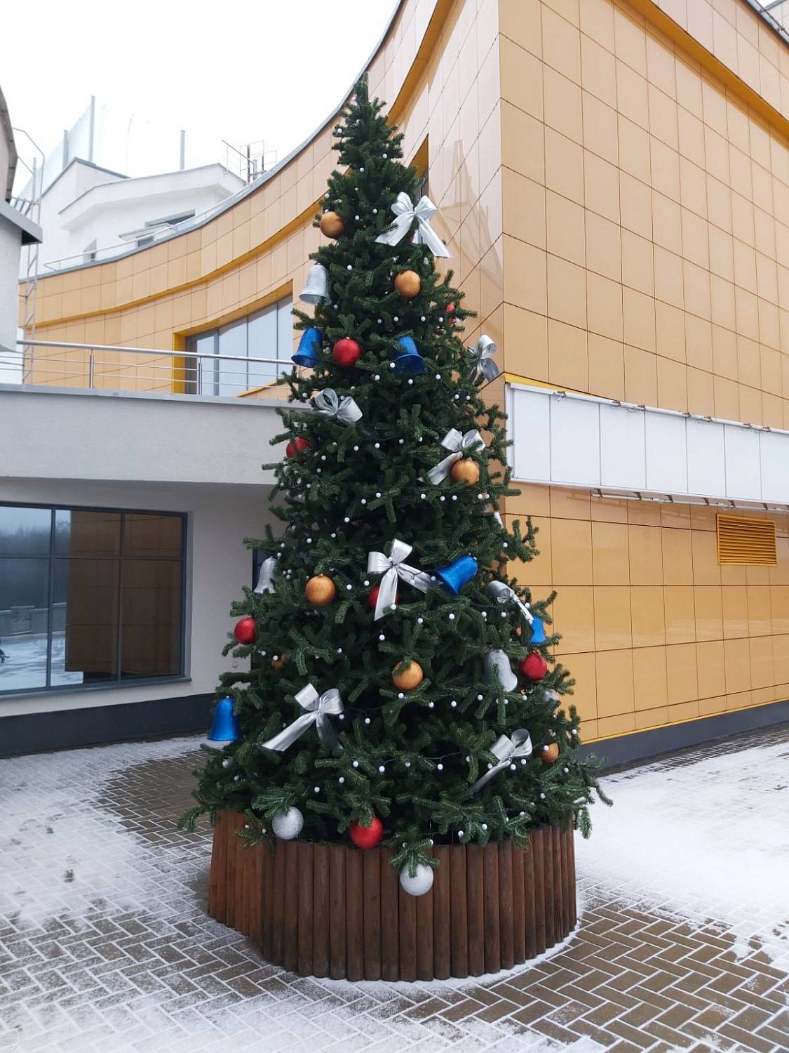 Украшение для больших ёлок "Колокольчик" парча серебро, 25см